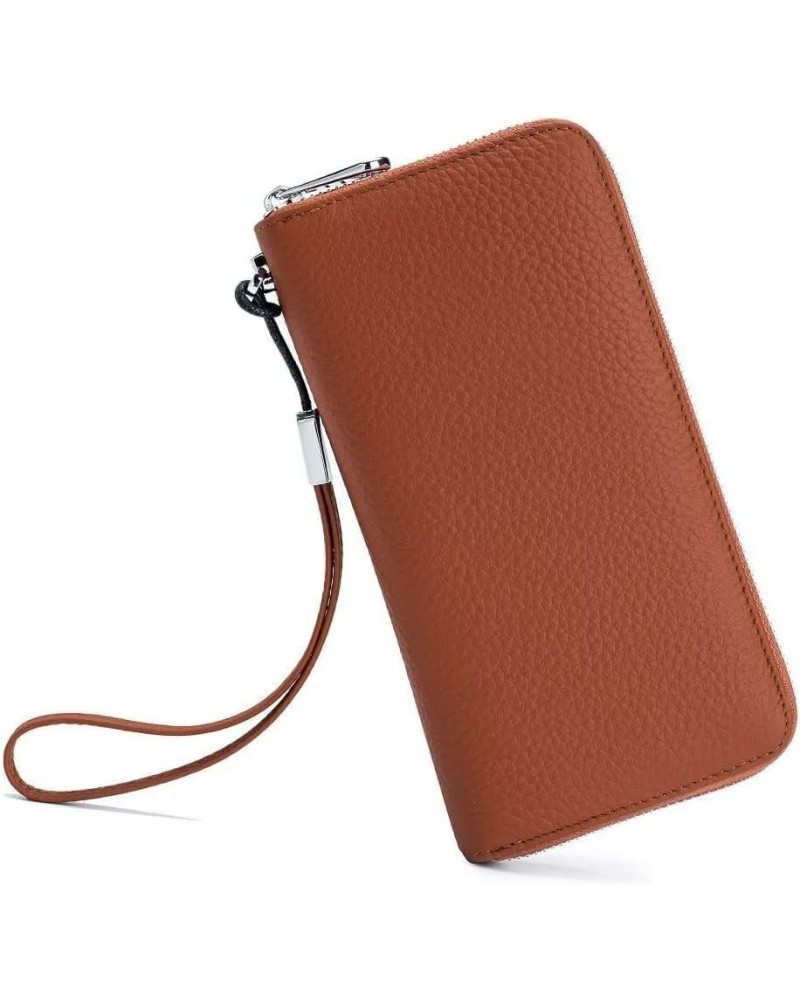 Wallet for Women RFID Blocking Leather Card Case Elegant Clutch Purse Travel Phone Wallet with Removable Wrist Strap Brown $3...