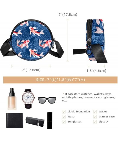 Glowing Jellyfish Crossbody Bag for Women Teen Girls Round Canvas Shoulder Bag Purse Tote Handbag Bag Multi12 $12.38 Totes