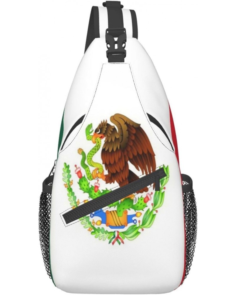 Cross Shoulder Bag Mexican Flag Chest Pack Adjustable Strap Outdoor Sling Daypack For Men Women $16.35 Crossbody Bags