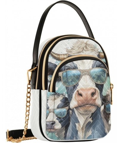 Women Crossbody Sling Bags Cool Cows Print, Compact Fashion Handbags Purse with Chain Strap Top handle for Evening Party Dati...