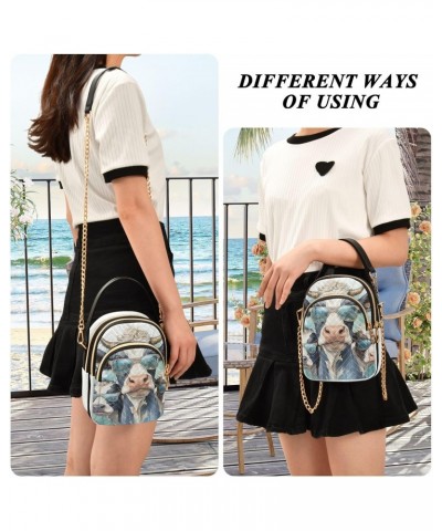 Women Crossbody Sling Bags Cool Cows Print, Compact Fashion Handbags Purse with Chain Strap Top handle for Evening Party Dati...