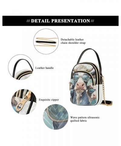 Women Crossbody Sling Bags Cool Cows Print, Compact Fashion Handbags Purse with Chain Strap Top handle for Evening Party Dati...