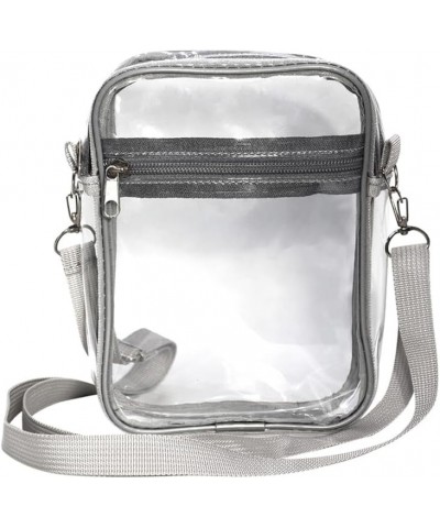 PVC Clear Crossbody Purse Bag Adjustable Strap Messenger Bag Small Gym Shoulder Bag Waterproof Festivals Concerts Bag Grey $6...