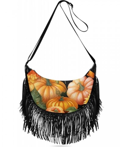 Sunflowers Pumpkins Tassel Crossbody Handbags for Women Ample Capacity Shoulder Bag with Adjustable Strap Durable Cell Phone ...