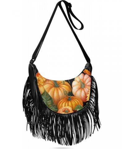 Sunflowers Pumpkins Tassel Crossbody Handbags for Women Ample Capacity Shoulder Bag with Adjustable Strap Durable Cell Phone ...