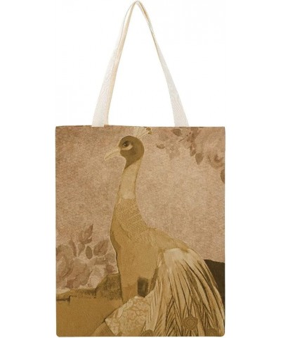 Flower Retro Peacock Canvas Tote Bag, Teacher Bag for Work, Inspirational Gifts for Bachelorette Style-13 $10.34 Totes