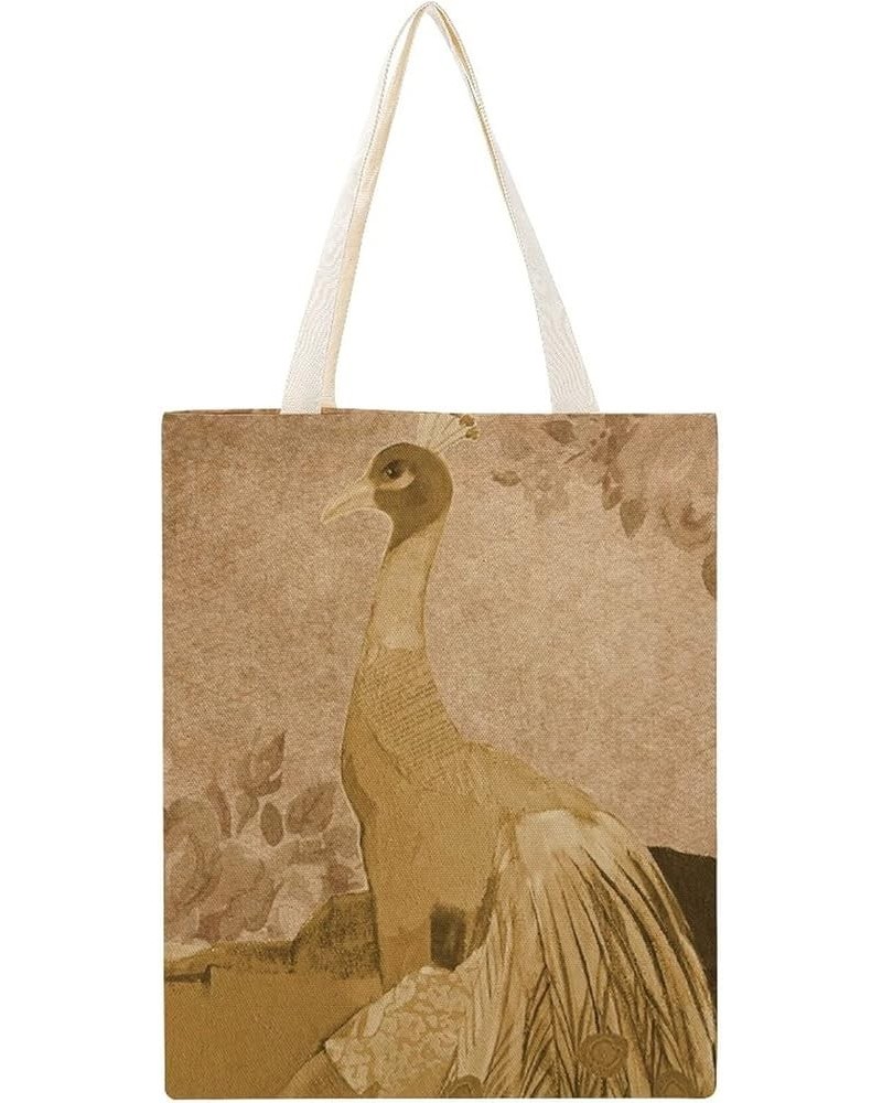 Flower Retro Peacock Canvas Tote Bag, Teacher Bag for Work, Inspirational Gifts for Bachelorette Style-13 $10.34 Totes