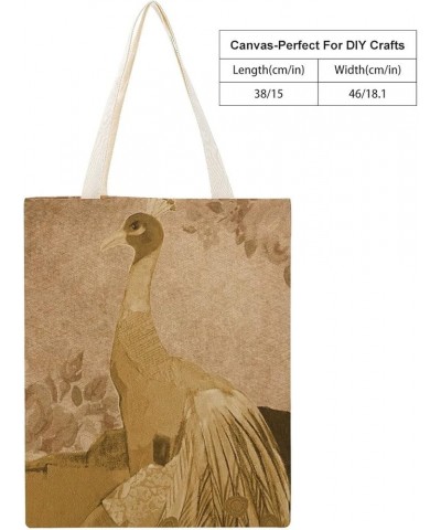 Flower Retro Peacock Canvas Tote Bag, Teacher Bag for Work, Inspirational Gifts for Bachelorette Style-13 $10.34 Totes