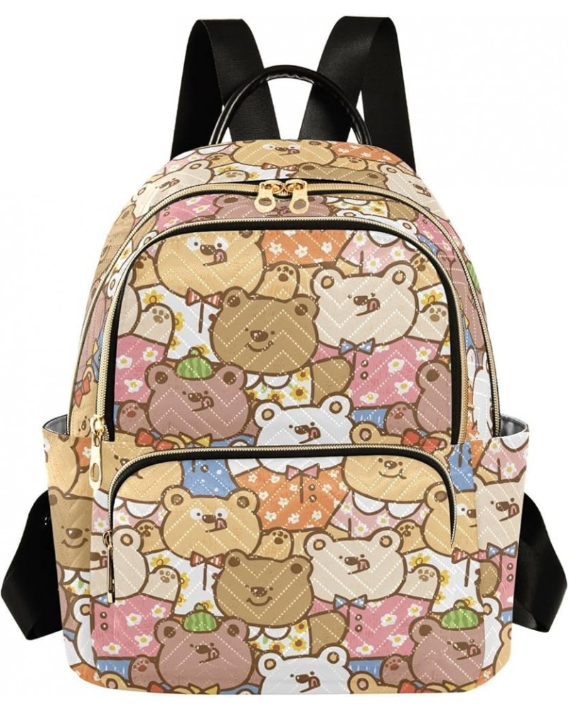 Cute Cartoon Bear Backpack Purse for Women Lightweight Back Pack Casual Daypack Travel Shoulder Bag Bookbag - M Small Multi08...