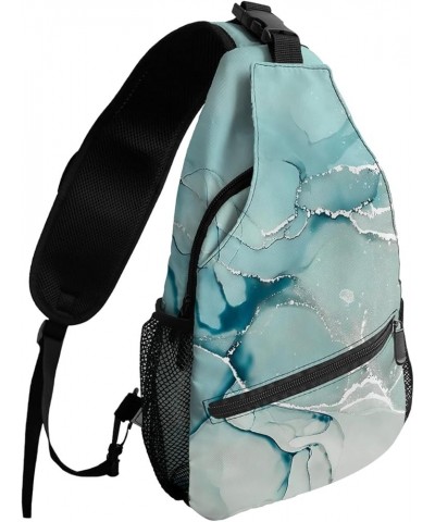 Sling Bag Crossbody Bag for Women Men Blue White Marble Texture Waterproof Hiking Backpack Lightweight Chest Shoulder Bag Day...