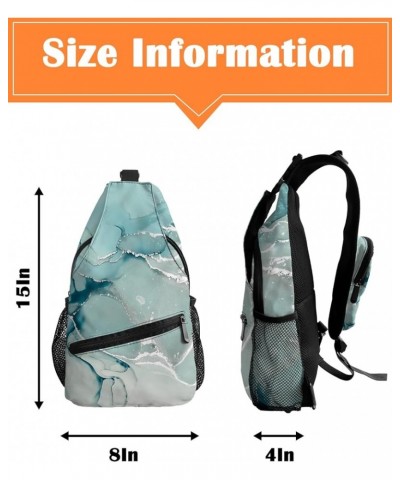 Sling Bag Crossbody Bag for Women Men Blue White Marble Texture Waterproof Hiking Backpack Lightweight Chest Shoulder Bag Day...