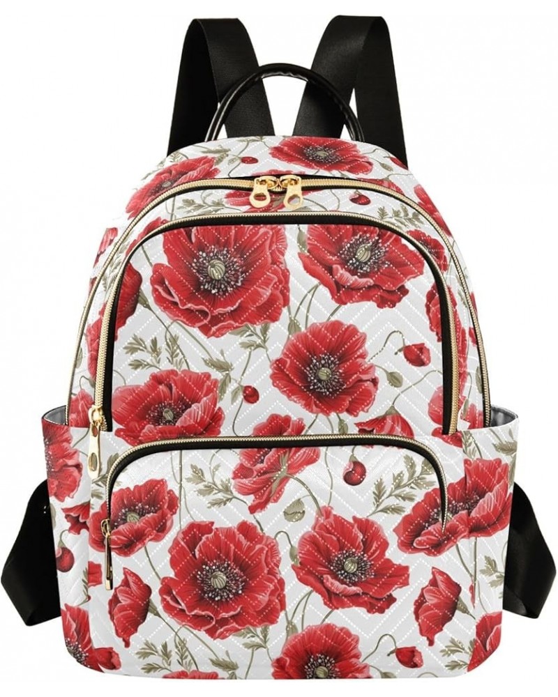 Red Flowers Pattern Fashion Backpack Purse for Women, Casual Daypacks, Ladies Gift for Traveling Hiking Multicolor Small $17....