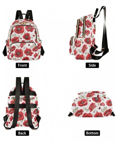 Red Flowers Pattern Fashion Backpack Purse for Women, Casual Daypacks, Ladies Gift for Traveling Hiking Multicolor Small $17....