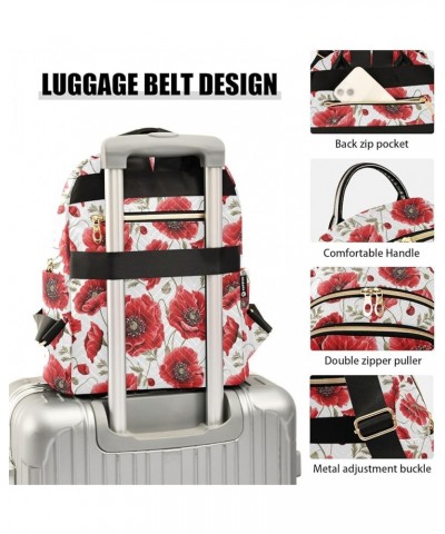 Red Flowers Pattern Fashion Backpack Purse for Women, Casual Daypacks, Ladies Gift for Traveling Hiking Multicolor Small $17....