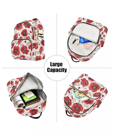 Red Flowers Pattern Fashion Backpack Purse for Women, Casual Daypacks, Ladies Gift for Traveling Hiking Multicolor Small $17....