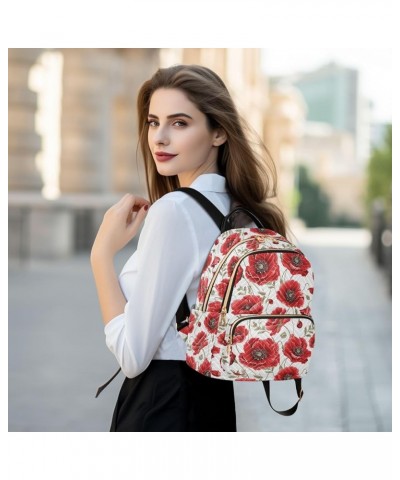 Red Flowers Pattern Fashion Backpack Purse for Women, Casual Daypacks, Ladies Gift for Traveling Hiking Multicolor Small $17....