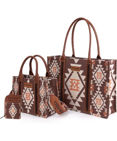 Wrangler Tote Bag for Women Aztec Top Handle Satchel Purse Boho Shoulder Handbags Angel Diamond Taupe 3pcs $40.49 Totes