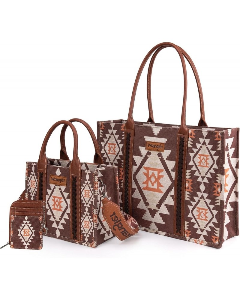 Wrangler Tote Bag for Women Aztec Top Handle Satchel Purse Boho Shoulder Handbags Angel Diamond Taupe 3pcs $40.49 Totes