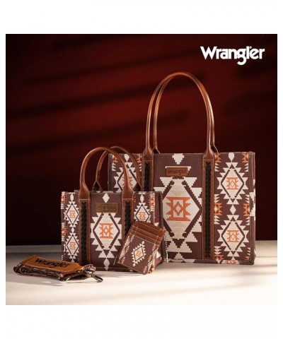 Wrangler Tote Bag for Women Aztec Top Handle Satchel Purse Boho Shoulder Handbags Angel Diamond Taupe 3pcs $40.49 Totes