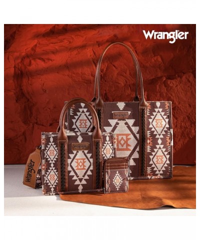 Wrangler Tote Bag for Women Aztec Top Handle Satchel Purse Boho Shoulder Handbags Angel Diamond Taupe 3pcs $40.49 Totes