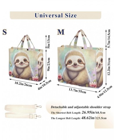 Watercolor Cub Sloth Tote Bag Corduroy Tote Bag Women Shoulder Handbags with Etachable Shoulder Strap $13.20 Totes