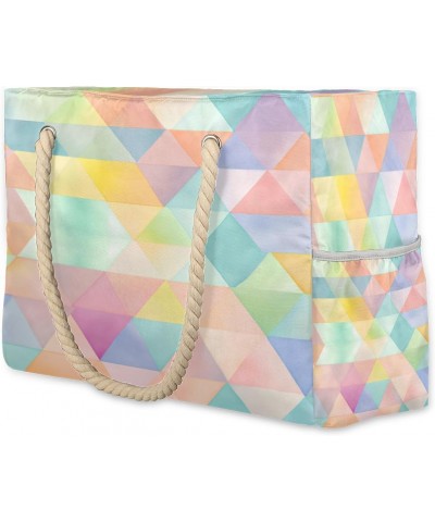 Geometric Pattern Pastel Color Beach Bags for Women Large Tote Bag with Zipper and Pockets Waterproof Sandproof Accessories S...