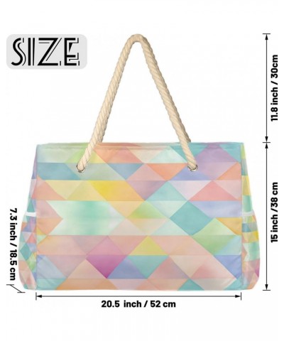 Geometric Pattern Pastel Color Beach Bags for Women Large Tote Bag with Zipper and Pockets Waterproof Sandproof Accessories S...