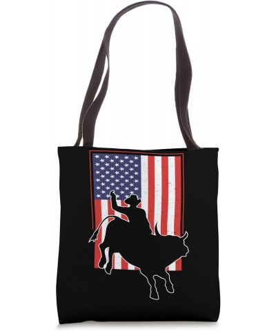 Bull Riding American Flag Rodeo Patriotic Bull Rider Tote Bag $13.49 Totes