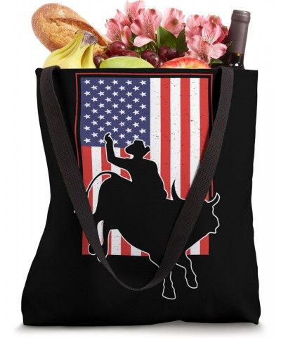 Bull Riding American Flag Rodeo Patriotic Bull Rider Tote Bag $13.49 Totes