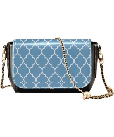 Geometric Blue Crossbody Bags for Women Shoulder Bag Leather Purse Handbag for Gifts Work Daily $18.00 Shoulder Bags