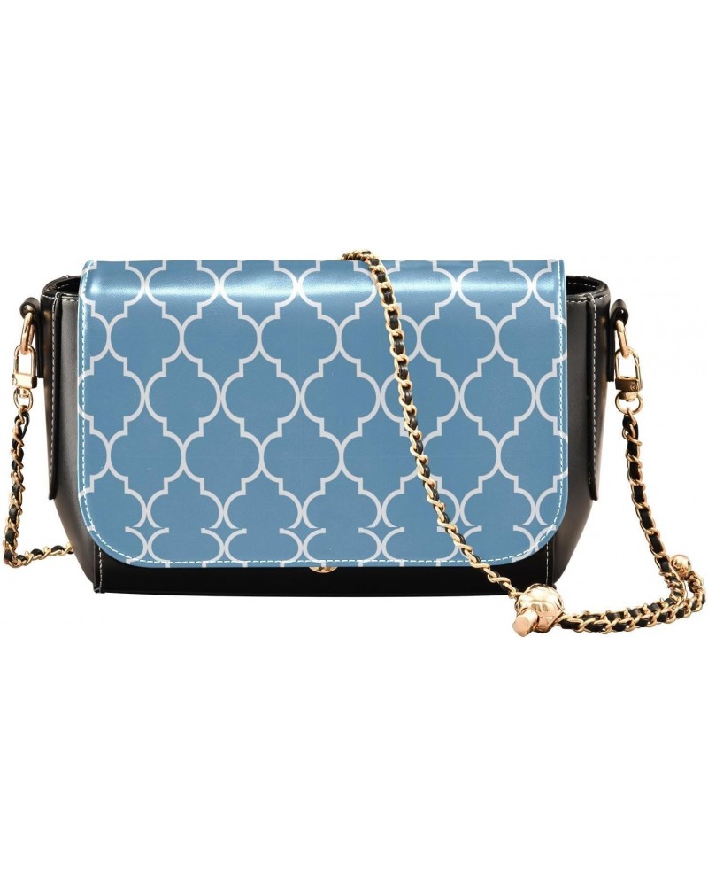 Geometric Blue Crossbody Bags for Women Shoulder Bag Leather Purse Handbag for Gifts Work Daily $18.00 Shoulder Bags