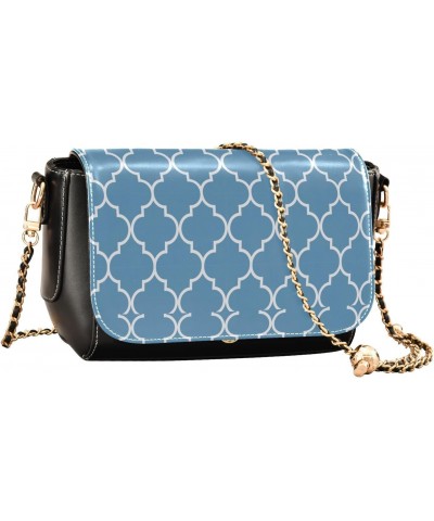 Geometric Blue Crossbody Bags for Women Shoulder Bag Leather Purse Handbag for Gifts Work Daily $18.00 Shoulder Bags