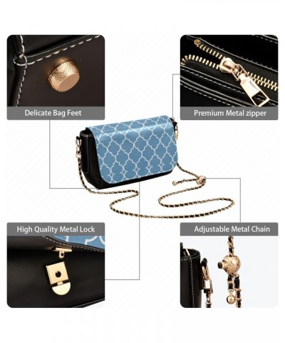 Geometric Blue Crossbody Bags for Women Shoulder Bag Leather Purse Handbag for Gifts Work Daily $18.00 Shoulder Bags