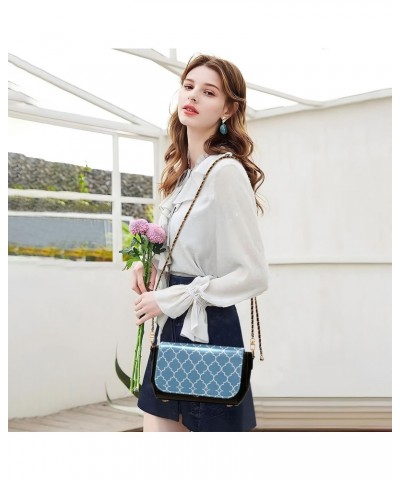 Geometric Blue Crossbody Bags for Women Shoulder Bag Leather Purse Handbag for Gifts Work Daily $18.00 Shoulder Bags