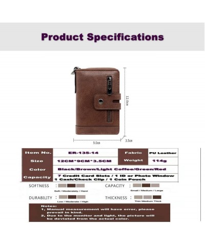 Adult Wallet Vertical Retro Multi Functional Zipper Buckle Small Change Purse Brown $11.00 Wallets