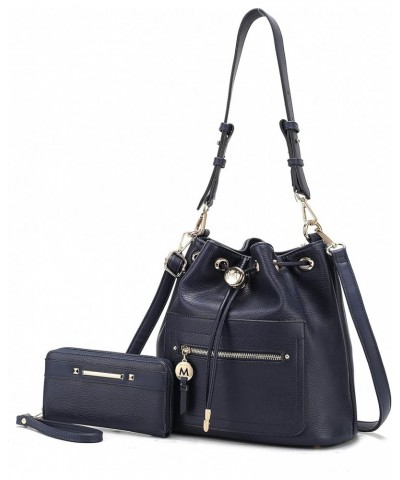 Crossbody Bucket Bag for Women, Drawstring Hobo Shoulder Bags Fashion Handbag Purse with Wristlet Wallet Larissa Navy $31.79 ...