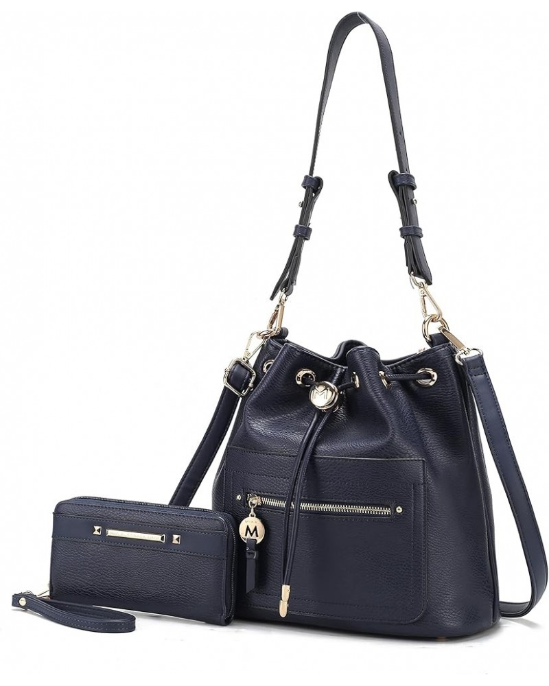 Crossbody Bucket Bag for Women, Drawstring Hobo Shoulder Bags Fashion Handbag Purse with Wristlet Wallet Larissa Navy $31.79 ...