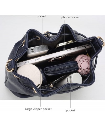 Crossbody Bucket Bag for Women, Drawstring Hobo Shoulder Bags Fashion Handbag Purse with Wristlet Wallet Larissa Navy $31.79 ...