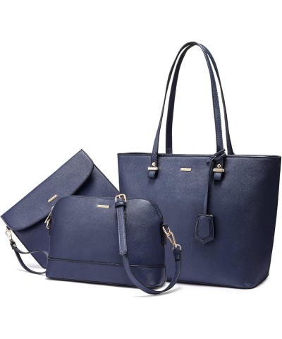 Purses and Handbags for Women Fashion Tote Bags Shoulder Bag Top Handle Satchel Bags 3pcs-1 Navy Blue $17.15 Totes