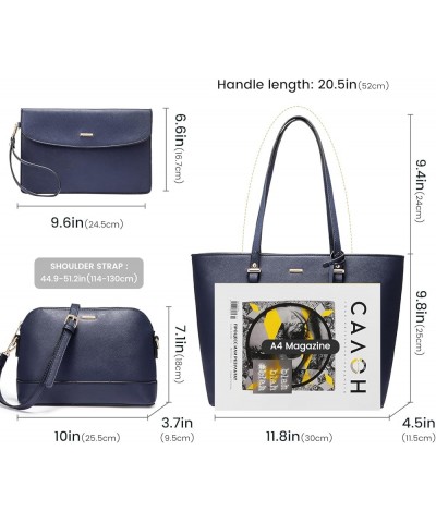 Purses and Handbags for Women Fashion Tote Bags Shoulder Bag Top Handle Satchel Bags 3pcs-1 Navy Blue $17.15 Totes