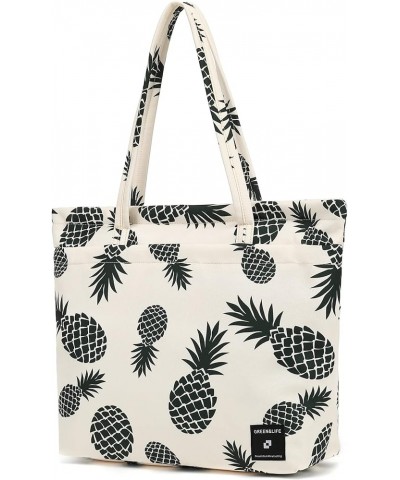 Womens Large Waterproof Tote Bag Shoulder Bag with Multi-pocket for Work Gym Pool and Daily Bags Horizontal-pineapple $10.25 ...