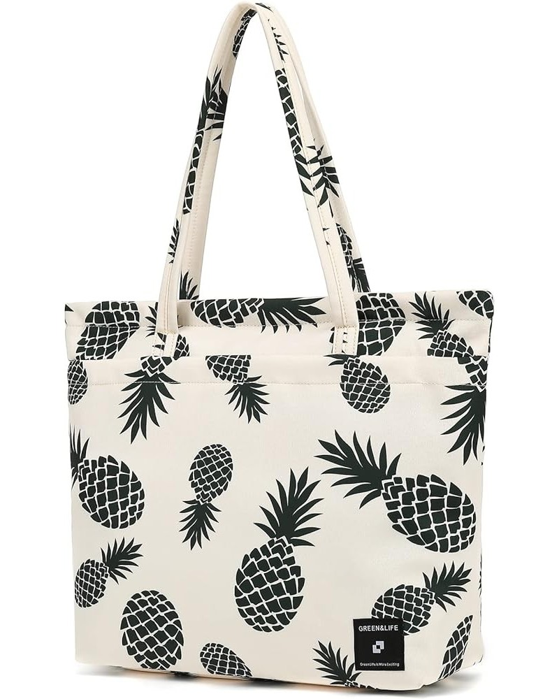 Womens Large Waterproof Tote Bag Shoulder Bag with Multi-pocket for Work Gym Pool and Daily Bags Horizontal-pineapple $10.25 ...