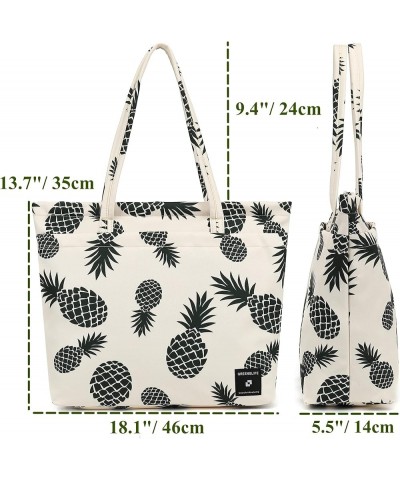 Womens Large Waterproof Tote Bag Shoulder Bag with Multi-pocket for Work Gym Pool and Daily Bags Horizontal-pineapple $10.25 ...