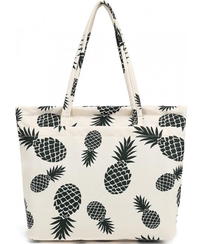 Womens Large Waterproof Tote Bag Shoulder Bag with Multi-pocket for Work Gym Pool and Daily Bags Horizontal-pineapple $10.25 ...