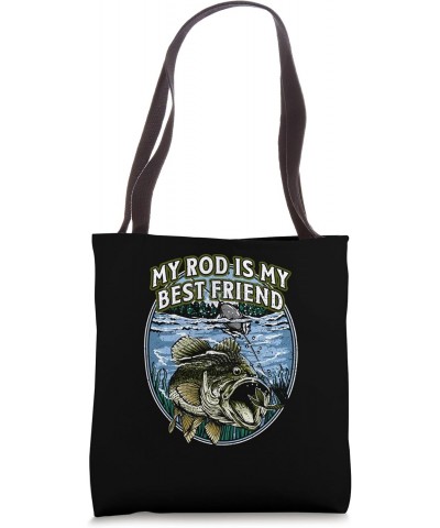 My Rod Is My Best Friend Introvert Fishing Antisocial Tote Bag $11.95 Totes