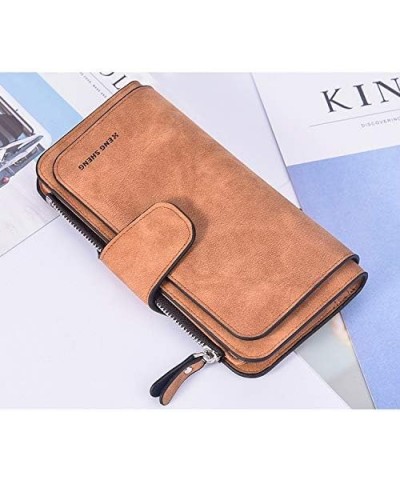 Women's Wallet - Ladies Matte Europe and The United States Card Package Buckle Women's Wallet Multi-Function Wallet Multi-Car...