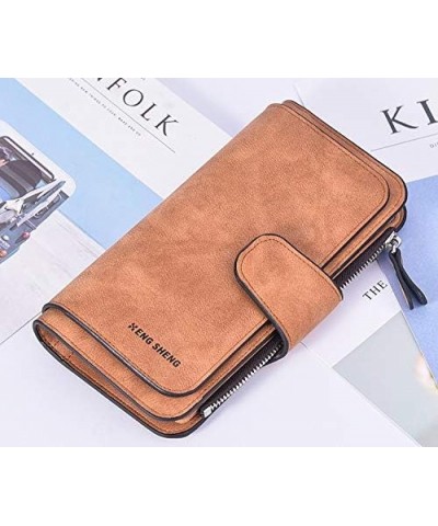 Women's Wallet - Ladies Matte Europe and The United States Card Package Buckle Women's Wallet Multi-Function Wallet Multi-Car...