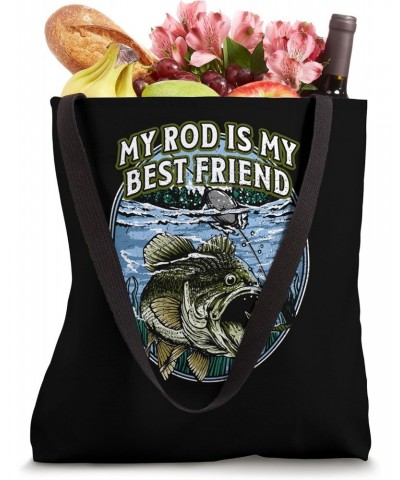 My Rod Is My Best Friend Introvert Fishing Antisocial Tote Bag $11.95 Totes