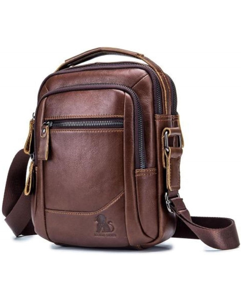 Men's Leather Handbags Vertical Top Layer Leather Shoulder Bag 9.7 Inch tablet Bag $29.47 Shoulder Bags