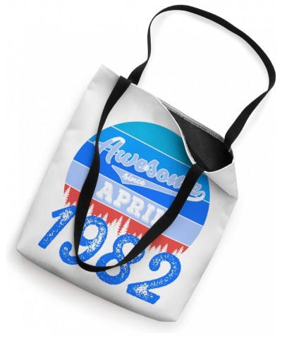 Retro Blue Awesome Since April 1982 40th Birthday Tote Bag $10.58 Totes